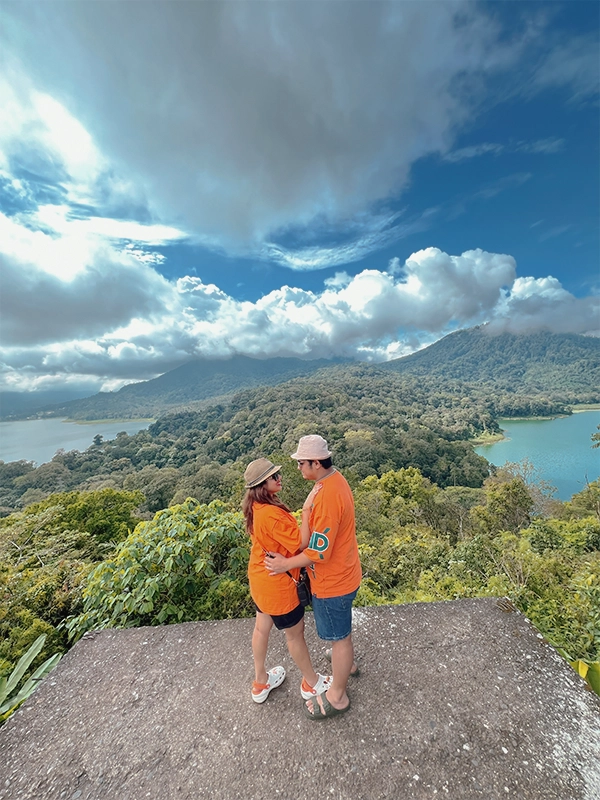 Panoramic view of Twin Lakes Tamblingan and Buyan in North Bali highlands